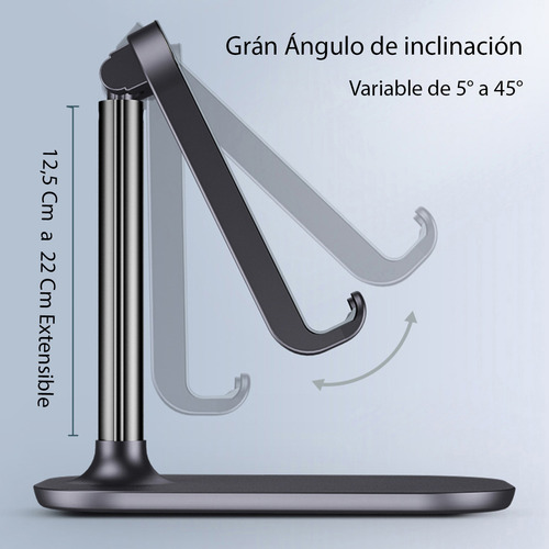 Cargador Inalambrico Fukuoka Ph02n Con Base Holder 45° De Inclinación Carga Rápida 10w , Negro