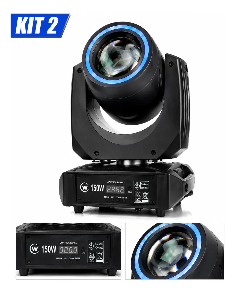 Kit com 2 Moving Head LED Profissional de 150W RGB para Palco, DJ e Festa