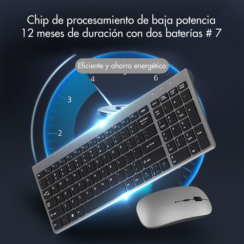 Teclado Y Mouse Español Inalámbrico Kit Teclado Y Ratón Recargable De Wifi De Conexión Estable 2.4 Ghz Compacto Con Ñ Ratón 3 Ajustable Dpi Silencioso Para Pc Windows 7 8, 10, 11,mac Os
