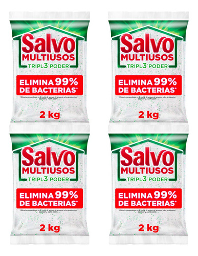 4 Pack Salvo Detergente En Polvo Multiusos 2 Kg