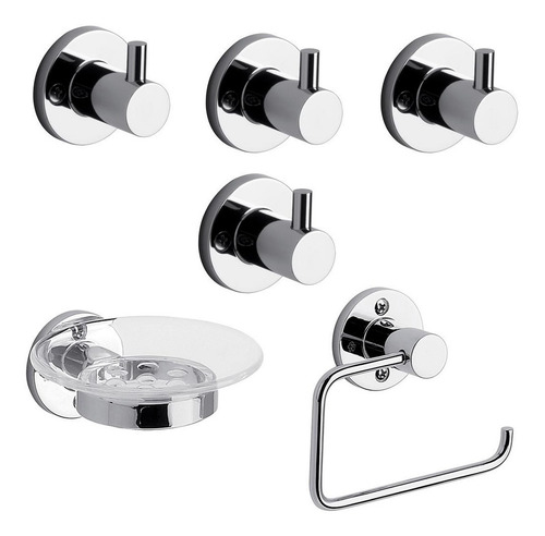 Imagen 1 de 4 de Kit Set Accesorios 6 Piezas Fv Arizona Baño Cromado Cs6173