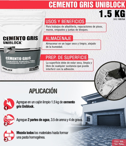 Cemento Gris Uniblock 4.5 Kg
