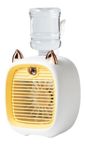 Mini Ventilador Recarregável Gato Refrigerador De Ar De Mesa Cor Amarelo