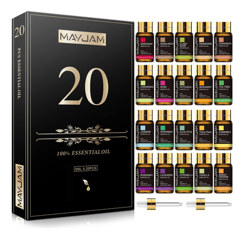 Mayjam 20 Pcs Pure Essential Oil Gift Gift Gift, Para Difuso