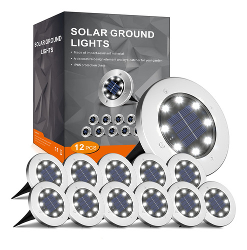 Luces Solares Para Suelo 12 Paquetes Con 8 Led Cada Uno