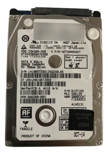 Hd Hitachi Hts545050a7e680 500gb 2.5