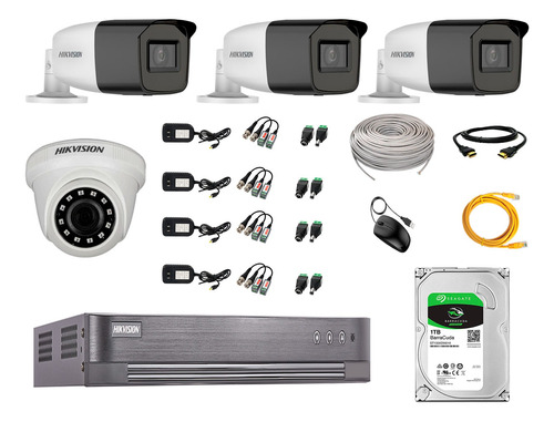 Cámaras Seguridad Kit 4 Hikvision Full Hd 1tb 40m Varifocal