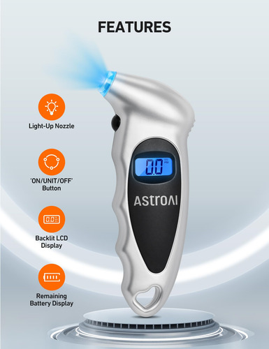 Manómetro Digital De Presión De Neumáticos Astroai 150 Psi,