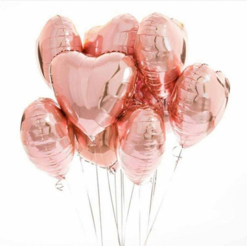 10 Balão Coração Metalizado Rose Gold 45 Cm - Rápida