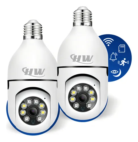 Kit C/ 2 Câmeras Lâmpada IP Wi-Fi 360° | Visão Colorida | Áudio |...