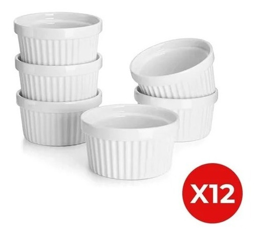 12 Unid Pocillo Ramekin Cerámica Porcelana 8 Cm - 100 Ml