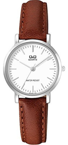 Reloj Dama Q&q Q979j301y Piel Cafe Manecillas Cara Blanca Color de la correa Plateado Color del bisel Chocolate Color del fondo Chocolate