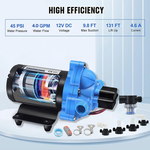 Bomba De Diafragma De Agua, 12 V Cc, Flujo De 4.0 Gpm, ...
