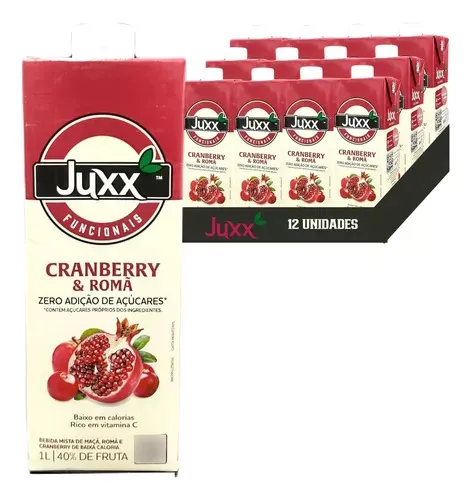 comprar Kit 12 Suco De Cranberry & Romã Zero Juxx  Suco 1l 