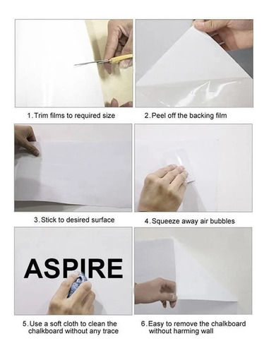 Imagen 8 de 8 de Pack X6 Pizarra Blanca Adhesiva 2mx45cm Con 1 Plumon Bm19281