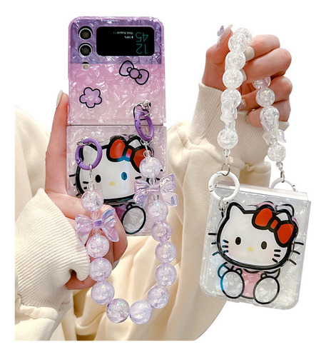 Shell Patrón Hello Kitty Soporte Zflip5/4/3 Caso De Teléfono