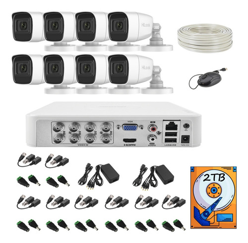 Kit Circuito Cerrado 8 Cámaras Audio 1080 150mts Utp/ 2tb