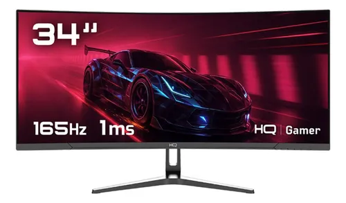 Monitor Gamer 34" Curvo 1ms, 165Hz, UltraWide (QHD) - 3440x1440 AMD FreeSync, HDMI, DP, HQ Premium HQ34C16