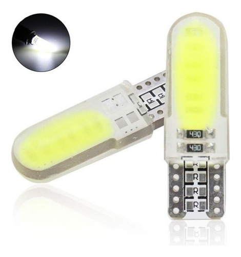 Par Pingo T10 6led Canceller Silicone Cambus Branco Puro 24v