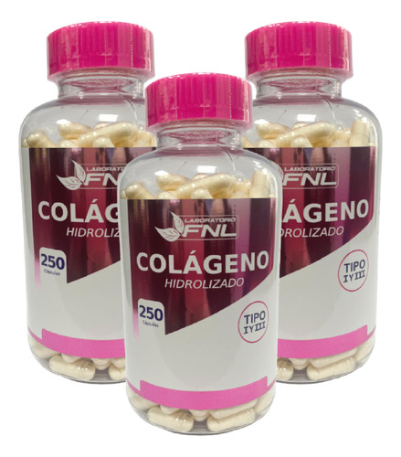 Colageno Hidro Fnl 3 Frascos 3x250 Capsulas. Pelo Piel Uñas