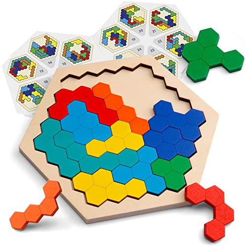 Rompecabezas Hexagon De Madera Coogam Para Niños Gwsz9