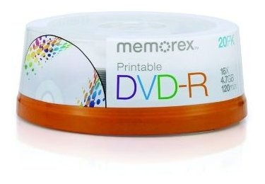 Cds Grabables Memorex Dvd-r 16x 4.7gb Paquete De 20 Huso Imp