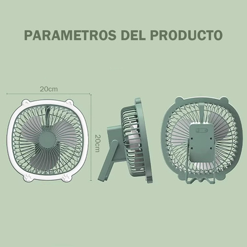 Of Ventilador Portátil Mesa Escritorio Recargable Con Luz