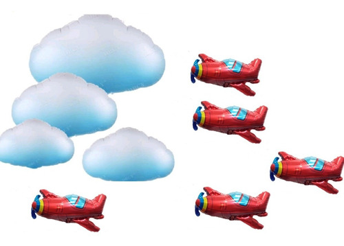 1 Combo De Globos Metalizados Nubes Y Aviones (ver Descripci
