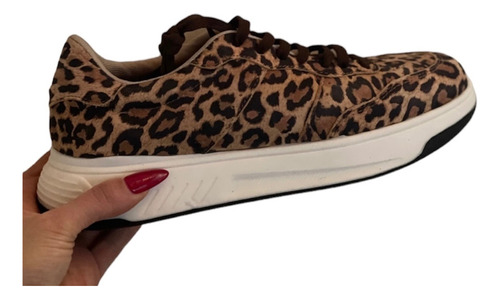 Zapatillas Zapas De Cuero Vacuno Animal Print Mod.fionaprint