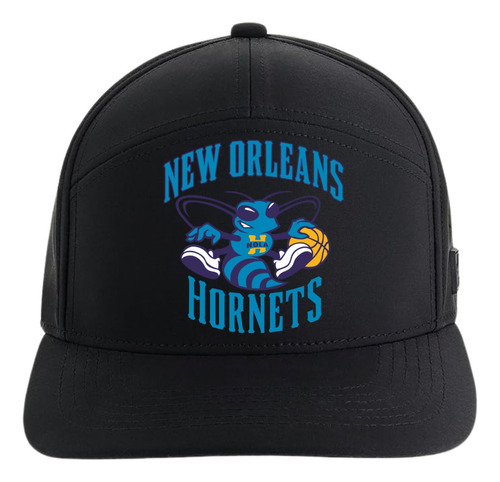 Gorra Basketball Hornets 5 Paneles Premiun Black 