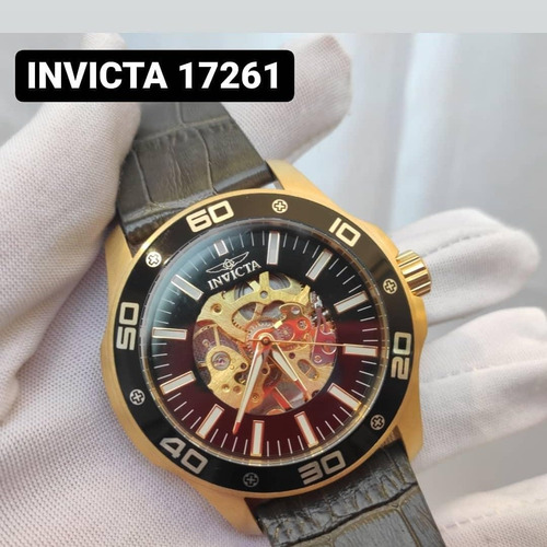 Relógio Invicta 17261 Pulseira De Couro Movimento Mecânico