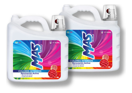 2 Pack Mas Detergente Liquido Ropa De Color 6.64 Lt