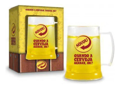 Caneca Em Gel Congelável Só Vou Quando A Cerveja Acabar Ok Cor Amarelo