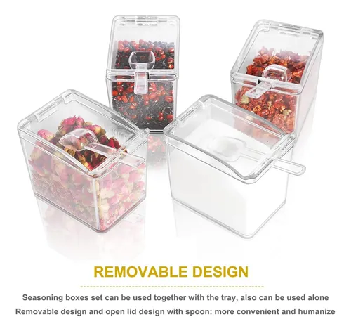 Anberky Clear Seasoning Box 4 Ratch De Condimento Acrílico C
