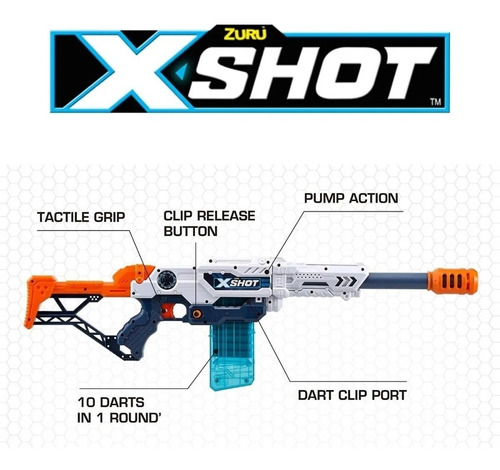 Pistola X-shot Lanza Dardo Rifle Cargador Juguete Max Attack