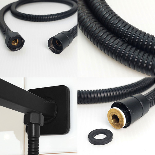 Engate Mangueira Flexível Preta 1 Metro E 20cm Inox Chuveiro Banheiro Inox 304 Água Quente E Fria Engate Fêmea X Fêmea 1 Metro E 20 Cm Rabicho Rosca 1/2 Dona D.cor
