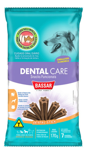 Petisco P/ Cães Dental Care Bassar Raças Médias 7 Un 170g