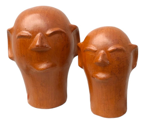 Kit 3 Escultura Cerâmica Cabeça De Cida Lima Artesanato