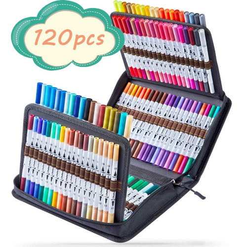 Para Qq Marcadores Artísticos Ohuhu, Ponta Dupla, 120