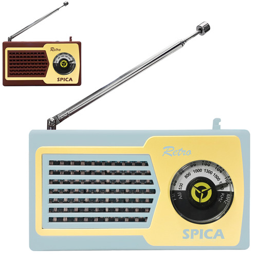 Radio Portatil Retro Vintage Spica Sp580 Am/fm Pila Colores Color Celeste