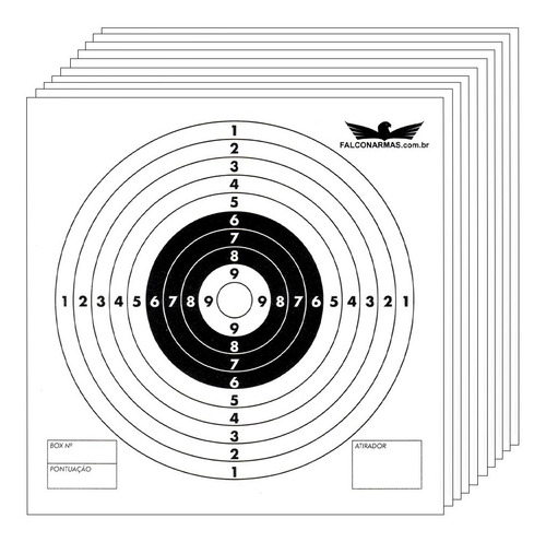 10x Alvo Papel Cartonado Tiro Carabina Pressão Airsoft 