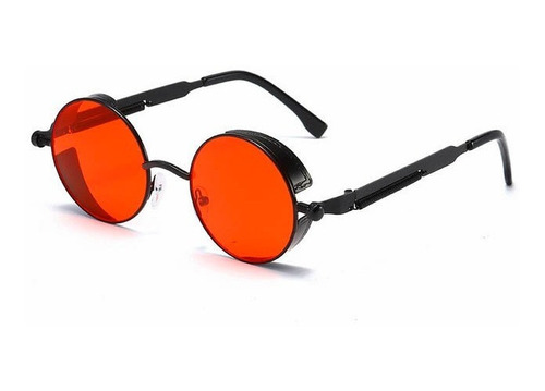 Lentes De Sol Steampunk Rojo Circular Estilo Lennon