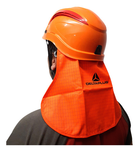 Combo Casco Deltaplus Granite Naranja + Cubrenuca Neckalpha