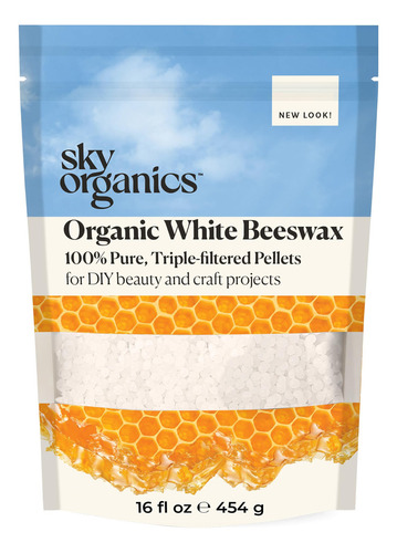 Sky Organics Pellets De Cera De Abeja Blanca Orgánica, Pura