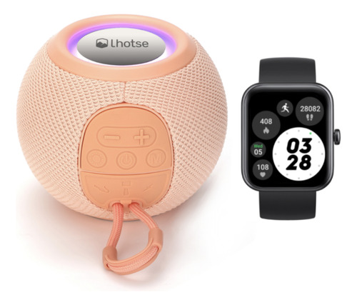 Pack Smartwatch Live Mini 206 Black + Parlante Bounce Pink