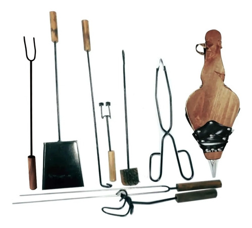 Set Parrillero Juego Asador Kit Asado Fuelle Regalo Dia Papa