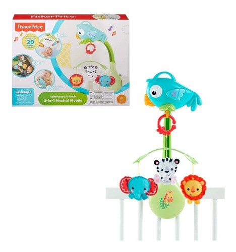 Movil Cunero Musical 3 En 1 Amigos Naturaleza Fisher Price