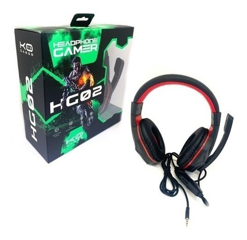 Headset Gamer Fone Ouvido Preto E Vermelho Over-ear P2 1,8m