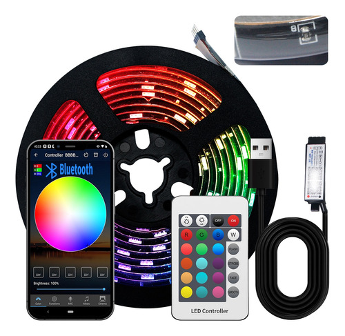 Tira De Luces Led 5050 Rgb 2m/6.5ft App Bluetooth Control