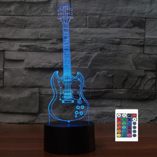 Superiorvznd Luz Nocturna Led Guitarra 3d Control Remoto 16